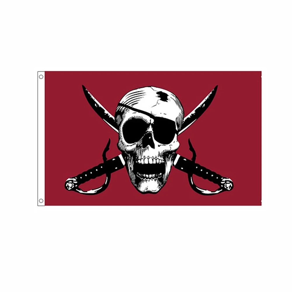 FLAGLINK Bandera de calavera carmesí estampada en poliéster - imagen 4