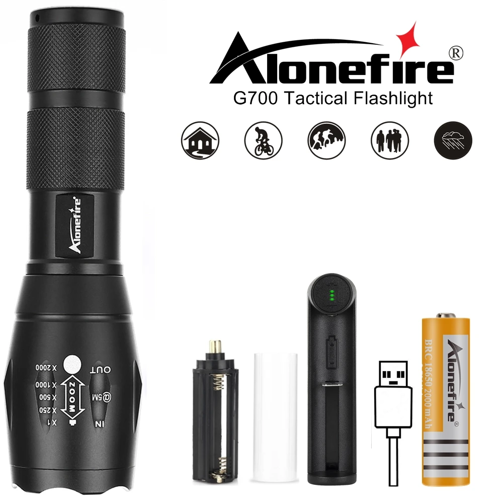 Linterna táctica LED con zoom y alta potencia para exterior - imagen 4