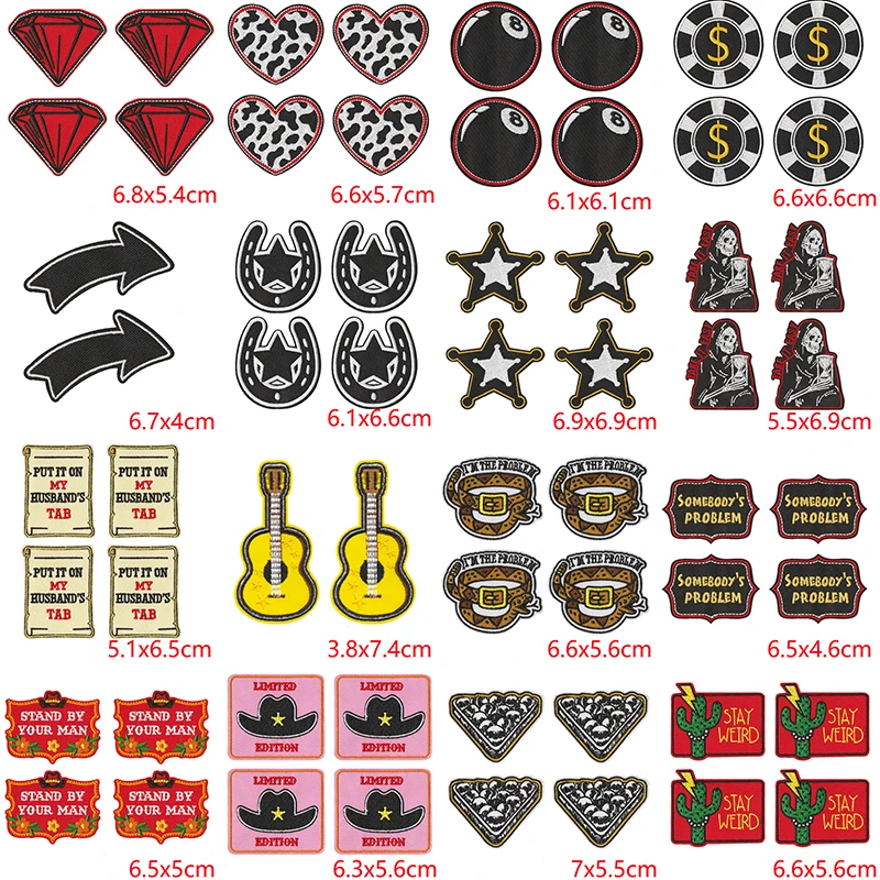 Parches termoadhesivos bordados estilo vaquero con cactus y guitarra - imagen 3
