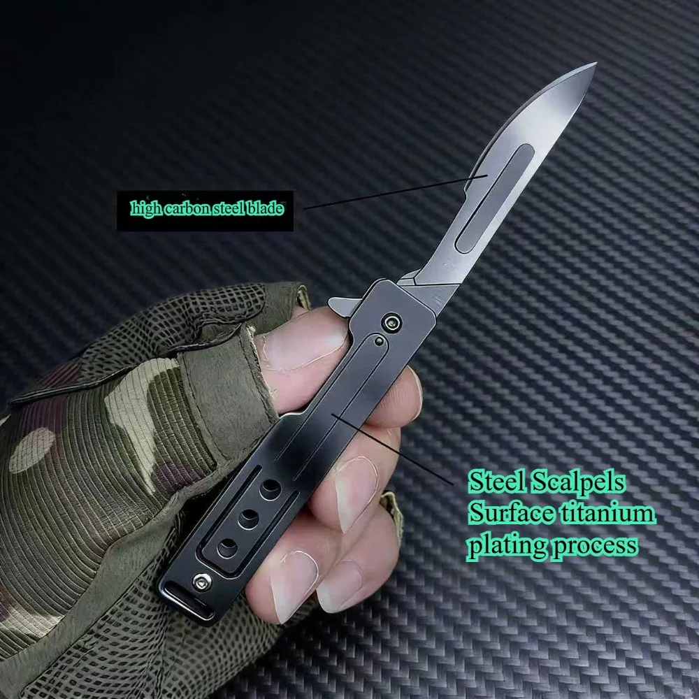 Cuchillo EDC plegable de acero inoxidable con cuchilla intercambiable