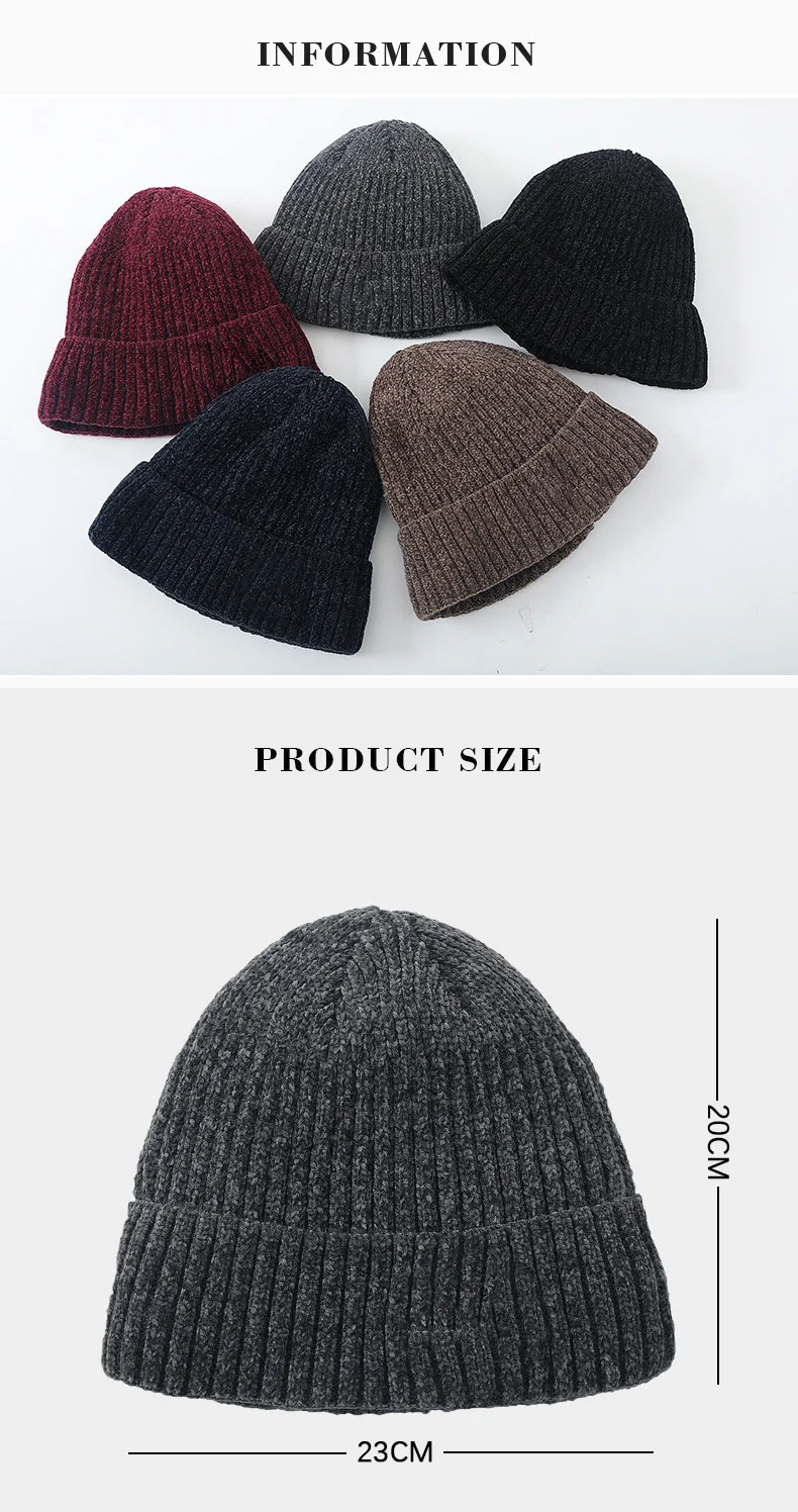 Gorro grueso de invierno en color sólido