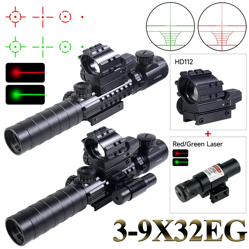 Mira optica para fusil con reticulas rojas y verdes y punto rojo - imagen 2