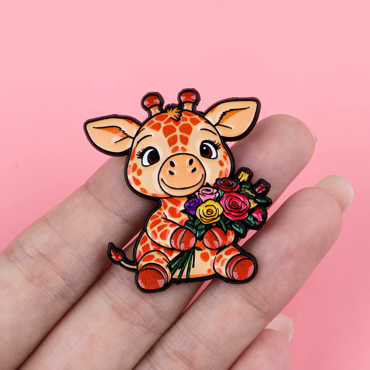 Pin esmaltado jirafa dibujos animados para solapa mochila sombrero - imagen 3