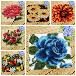 Kit de ganchillo mandala floral para alfombra de crochet y bordado