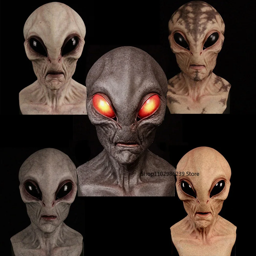 Máscara de látex alienígena OVNI – Halloween, cosplay y carnaval - imagen 3