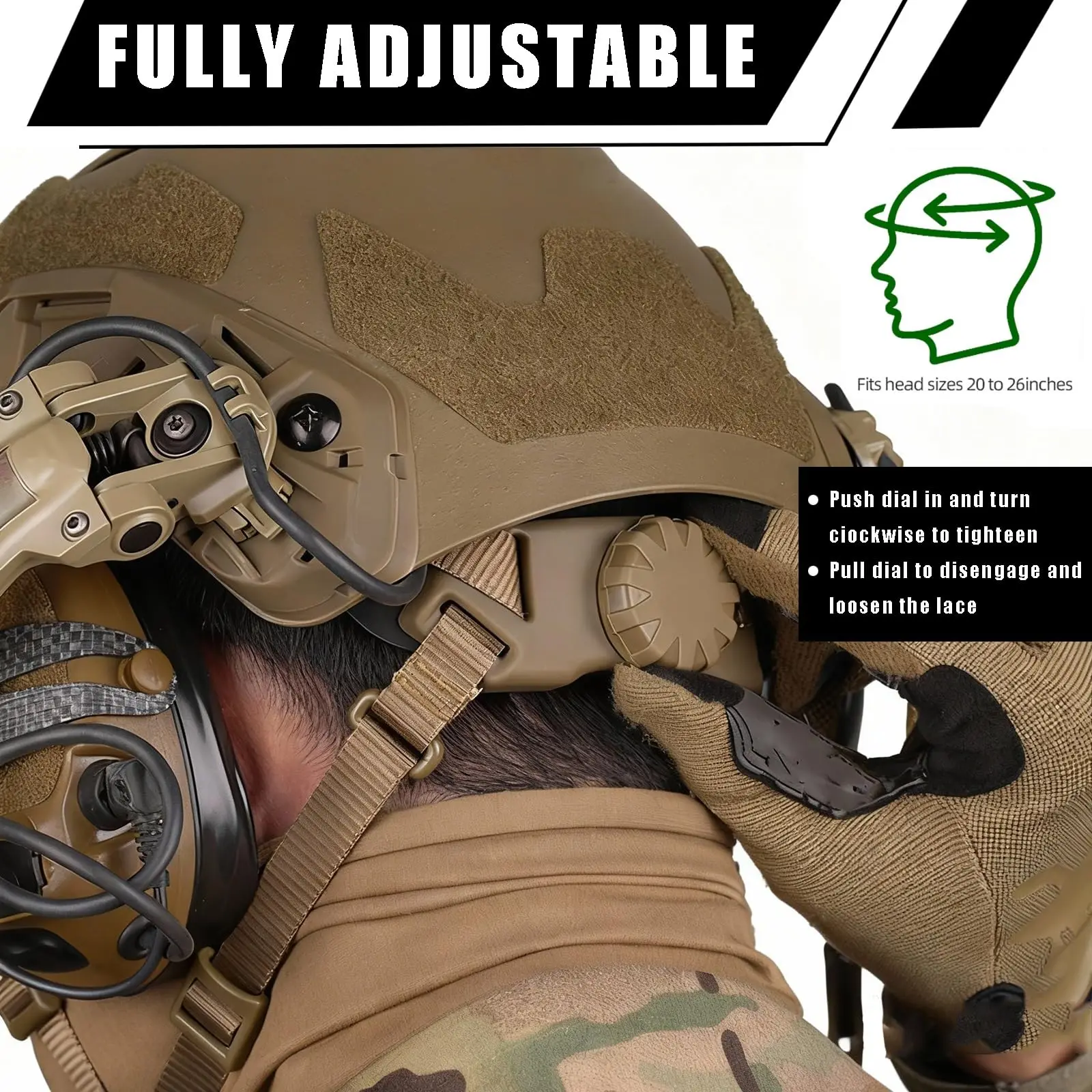 Casco táctico airsoft con montaje NVG y auriculares de comunicación - imagen 5