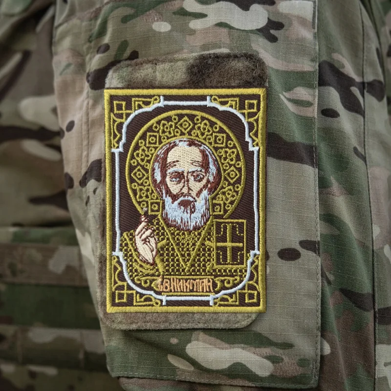 Parche táctico bordado con icono de San Nicolás, gancho y bucle - imagen 4