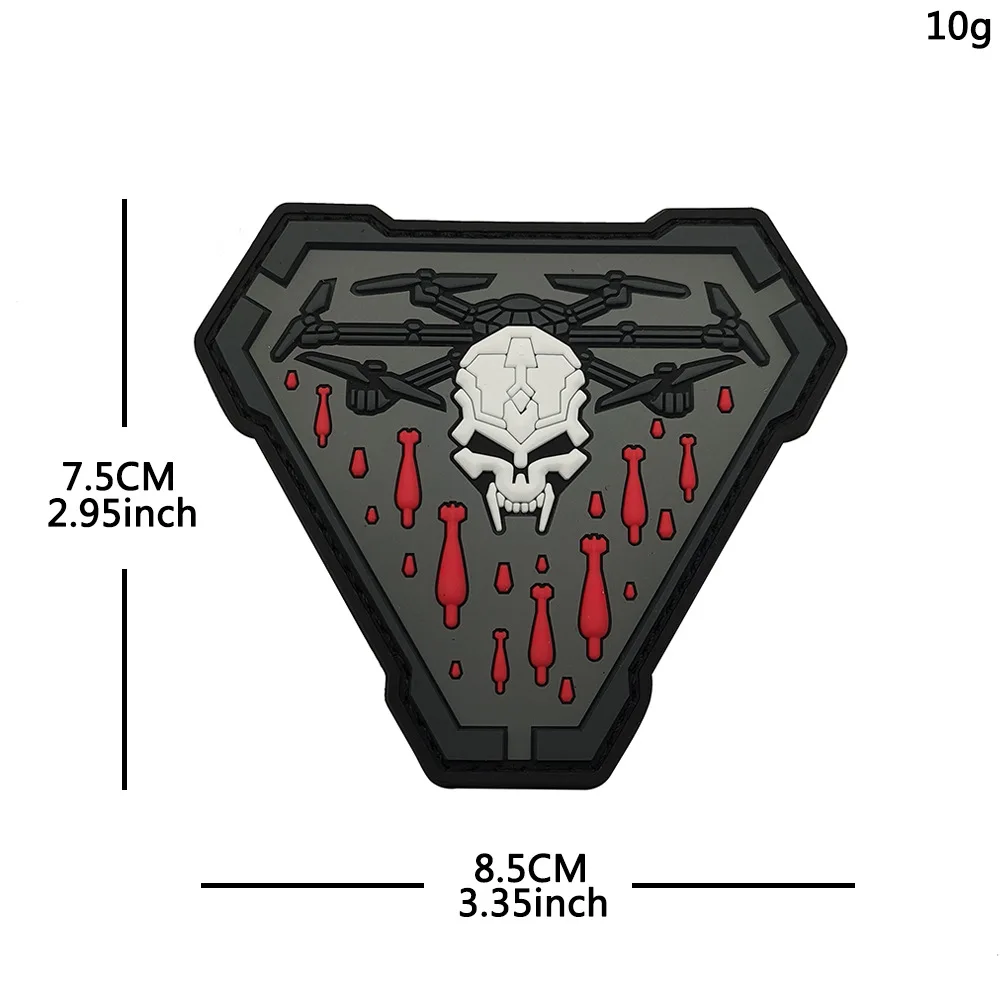 Parche táctico Droneskeleton Missile con calavera 3D de PVC - imagen 2