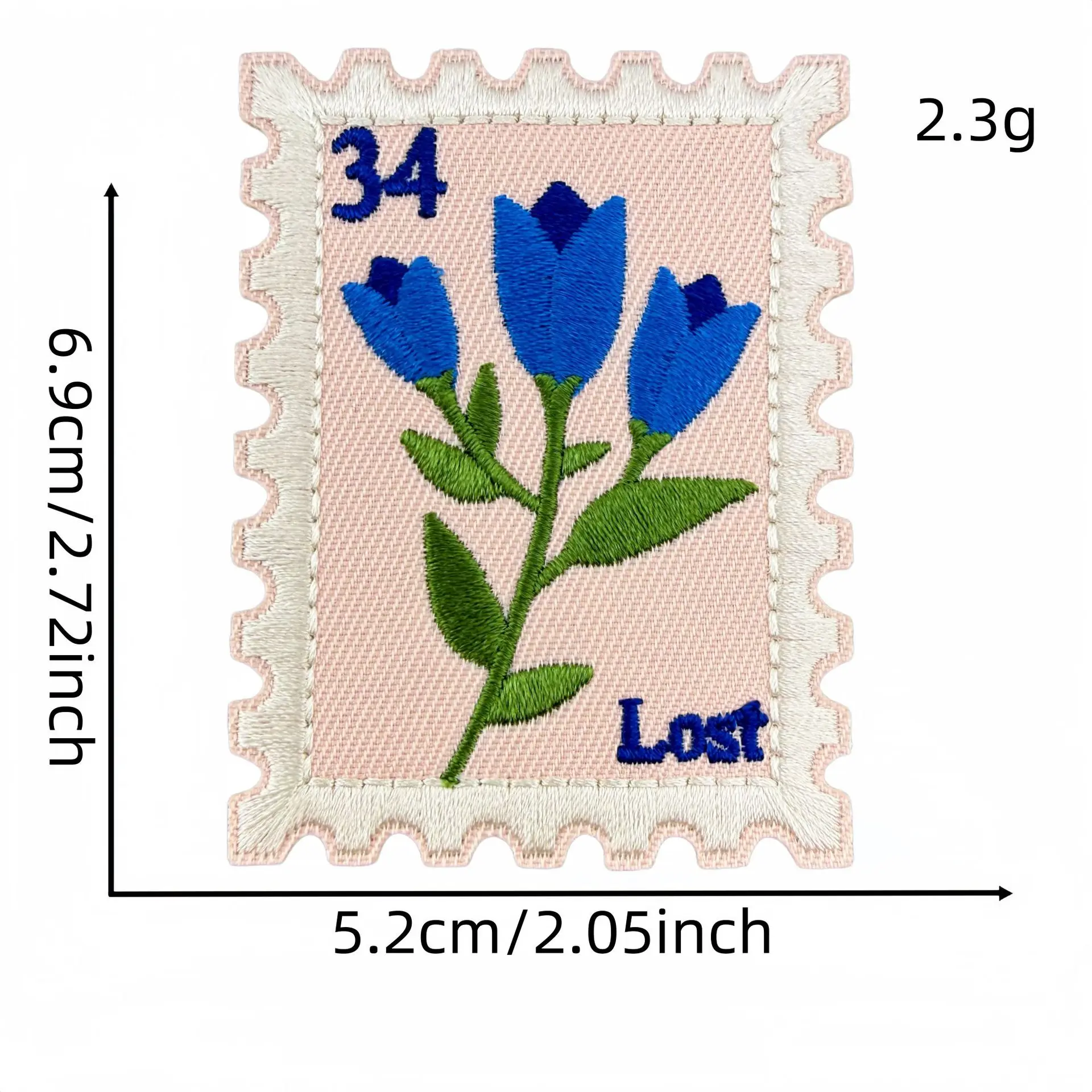 Parche termoadhesivo bordado flores vintage rectangular para coser
