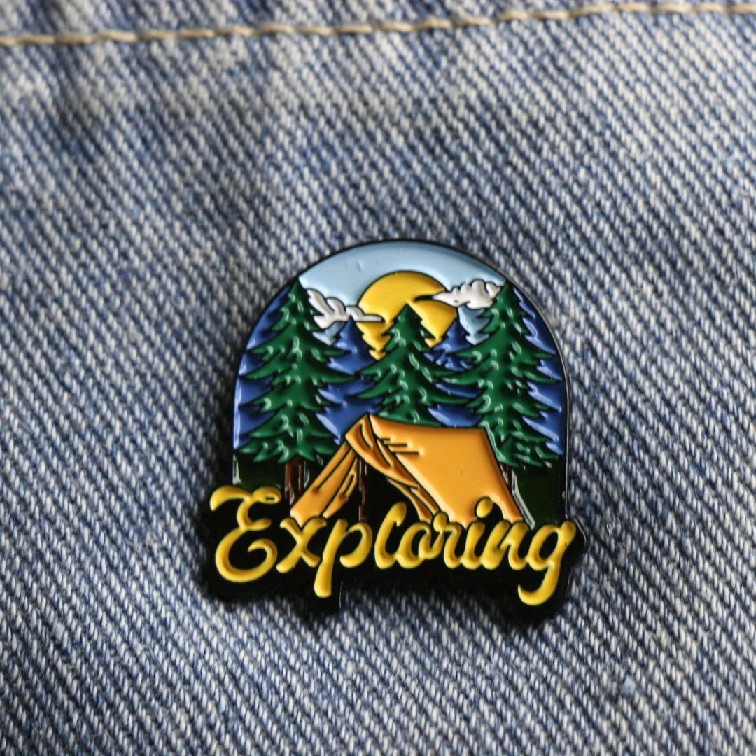 Pin bosque esmaltado de metal para mochila, regalo a amigos