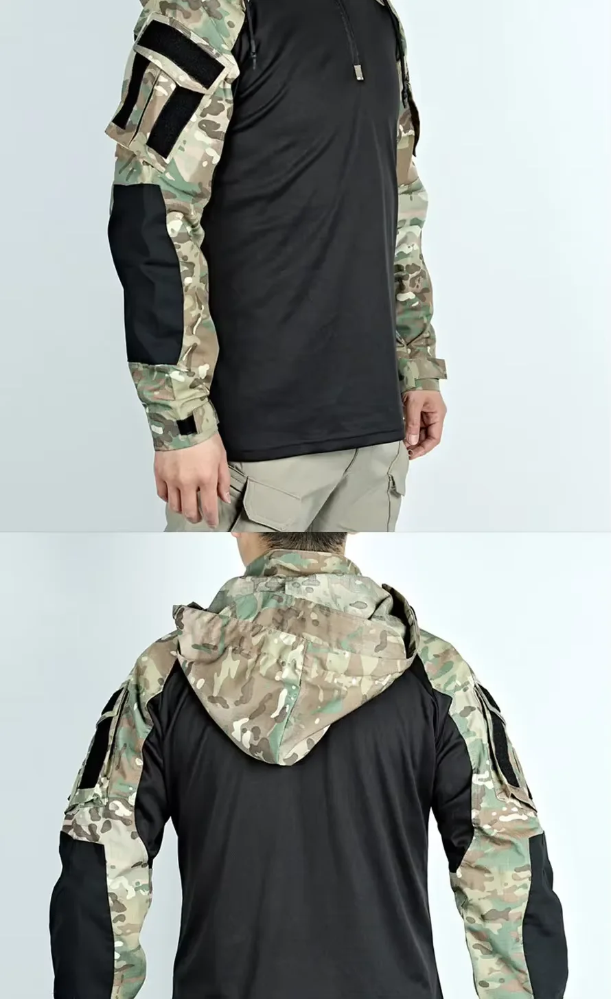 Camisa táctica con capucha camuflaje cremallera frontal para airsoft - imagen 5