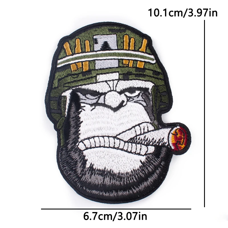 Parches bordados gorila militar vintage termoadhesivos punk para cuero - imagen 2