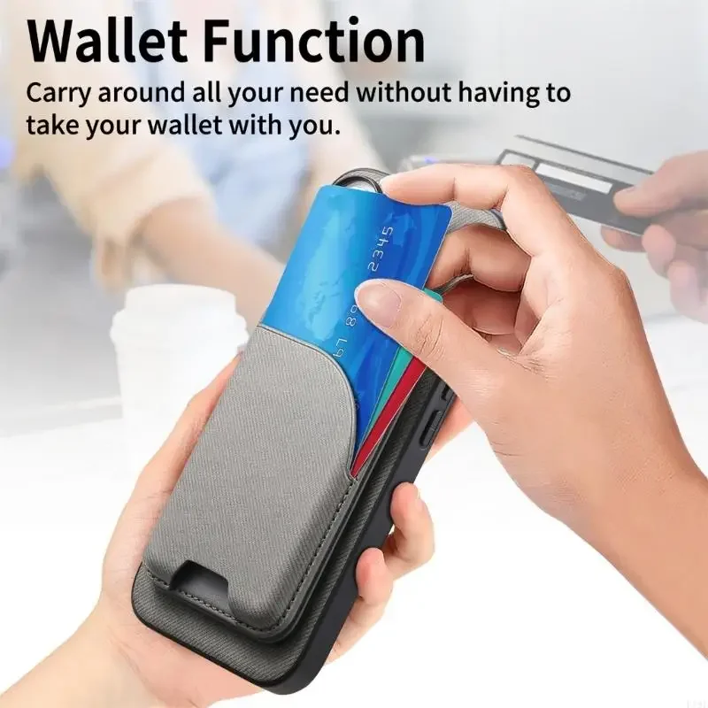 Funda móvil antichoque magnética con tarjetero en PU texturizado - imagen 4