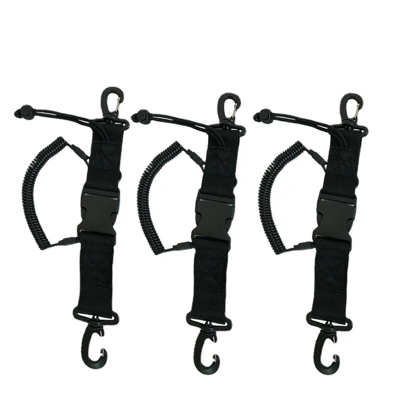 Cuerda de buceo en espiral antipérdida con clips y hebilla rápida
