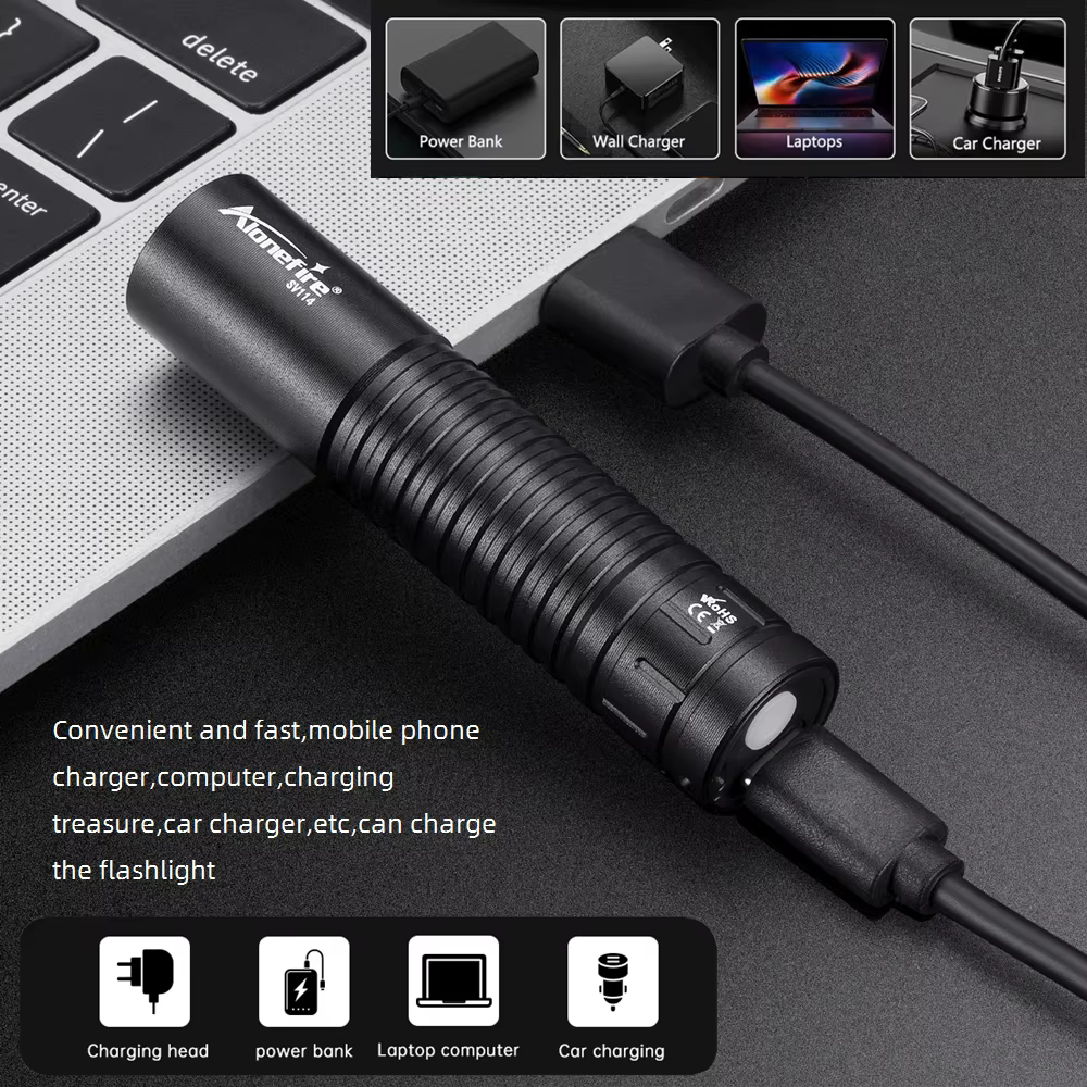 Linterna UV táctica 365nm USB recargable – detección de fluidos - imagen 4