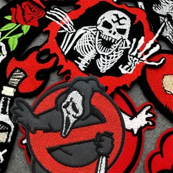 Parche bordado fantasma rojo táctico – Para chaleco MOLLE