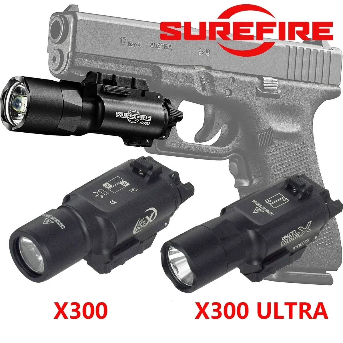 Luz LED táctica Scout para Glock 17 con riel de 20mm