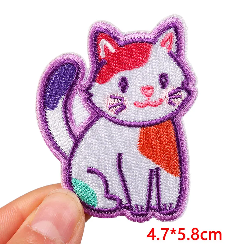 Parche termoadhesivo bordado mariposa y gato para ropa - imagen 2