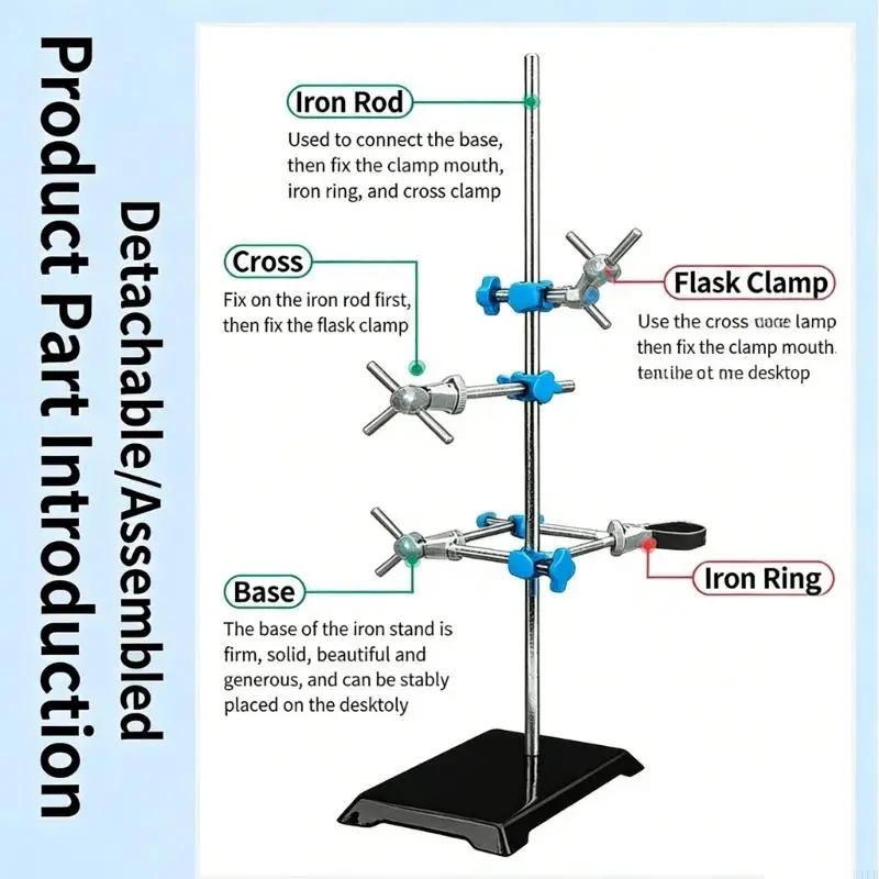 Soporte ajustable de laboratorio química con abrazaderas seguras - imagen 3