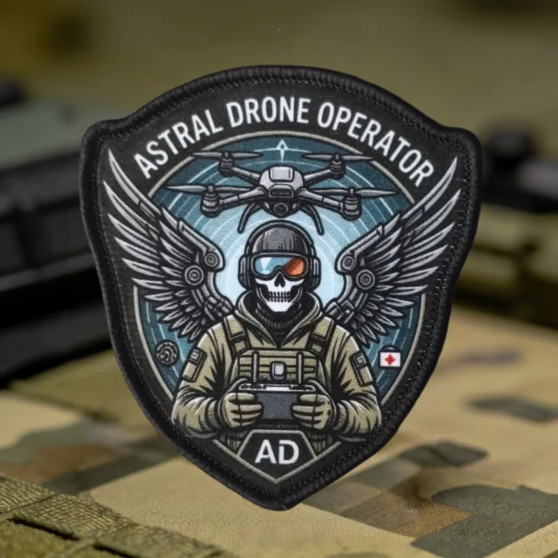 Parche táctico operador de dron con calavera – Gancho y bucle - imagen 5