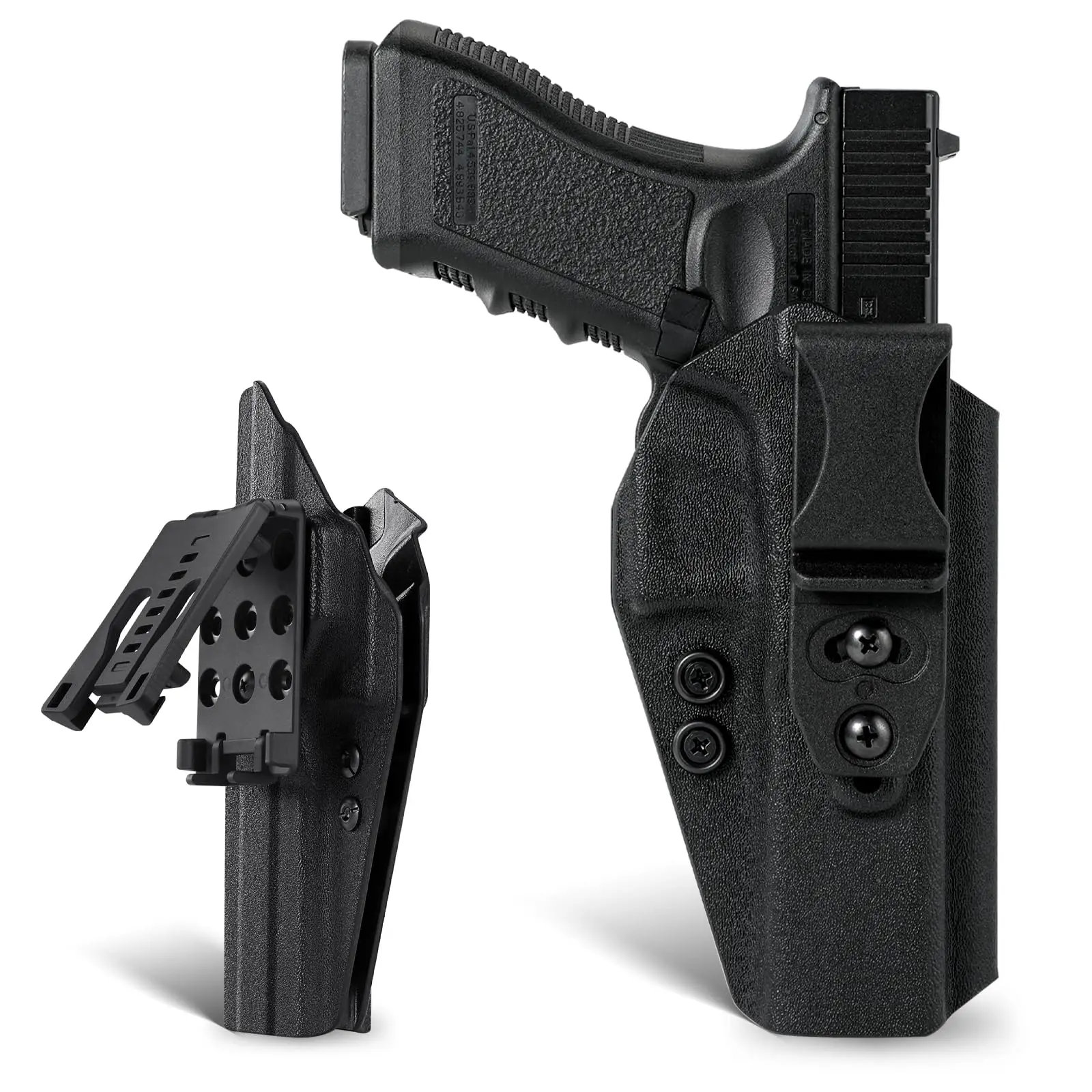 Funda kydex montada en configuración OWB exterior de cintura