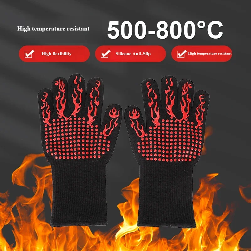 Guantes de barbacoa resistentes al calor de silicona ignífugos