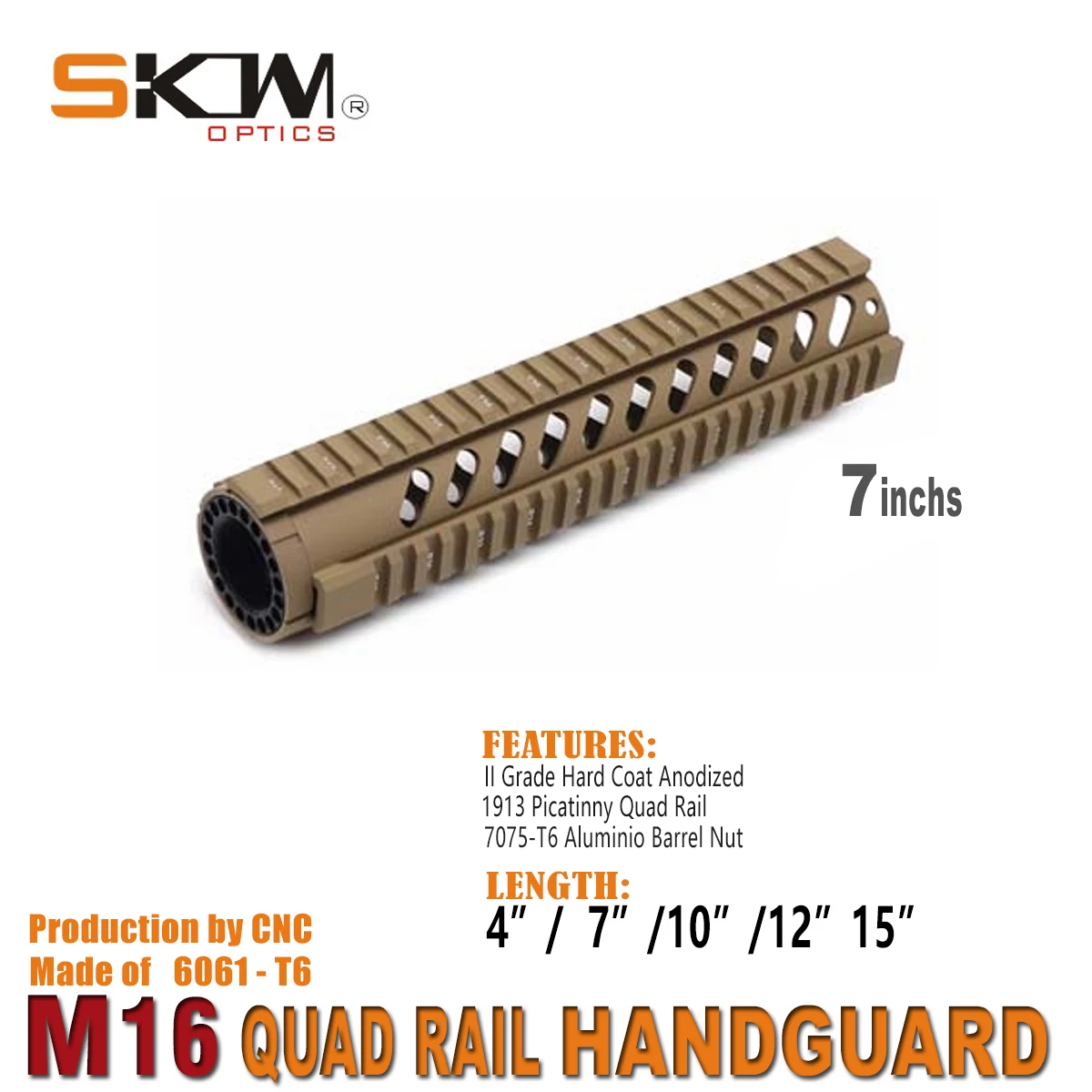 SKWoptics Free-Flot guardamanos M16 quad rail Picatinny aluminio - imagen 5