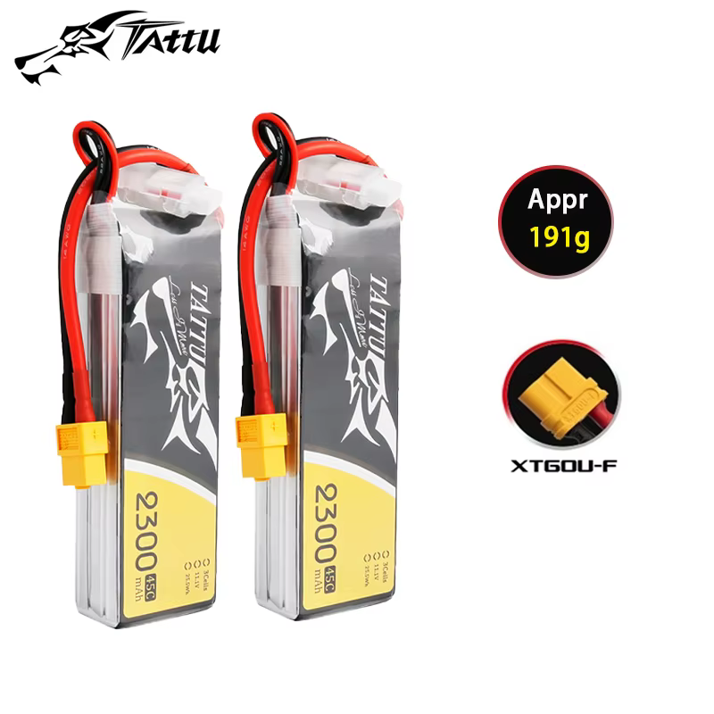 TATTU Batería LiPo 11.1V 2300mAh 45C 3S XT60 para dron de carreras RC
