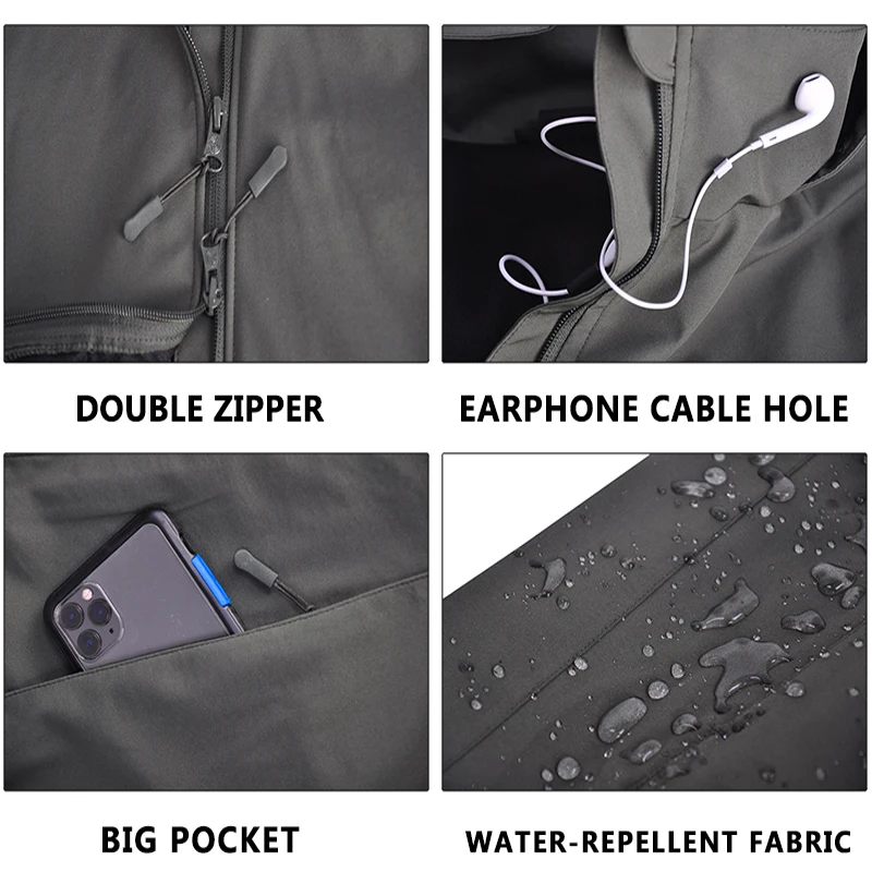 Chaqueta táctica hombre capucha – Camuflaje US CP ligera resistente viento - imagen 2