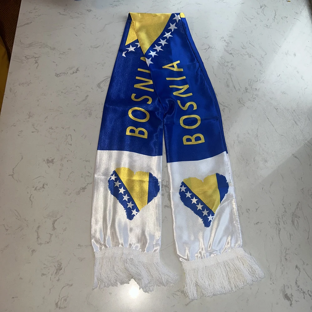 Bufanda bandera Bosnia y Herzegovina satén doble para fútbol - imagen 2