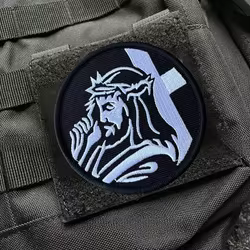 Parche bordado de Jesucristo con velcro para chaleco táctico