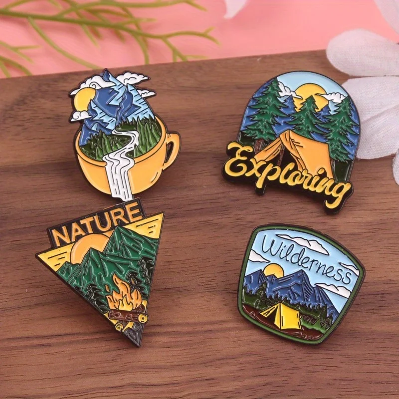 Broche de esmalte natural con escenas al aire libre para aventureros - imagen 5