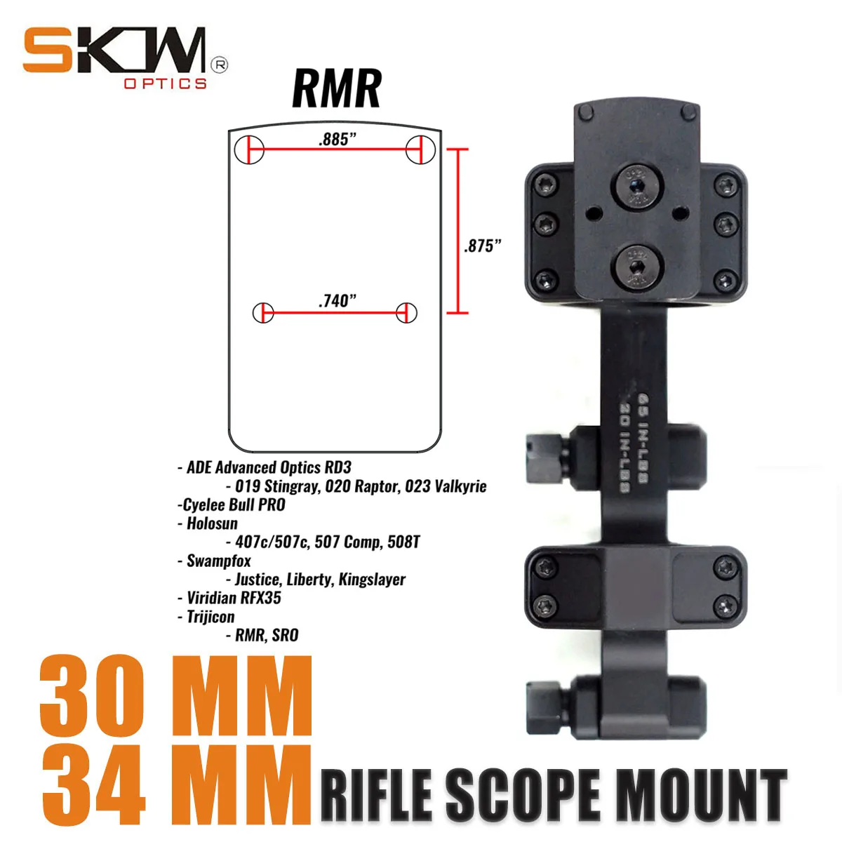 SKWoptics montaje red dot RMR Picatinny para AR15 M4 - imagen 2
