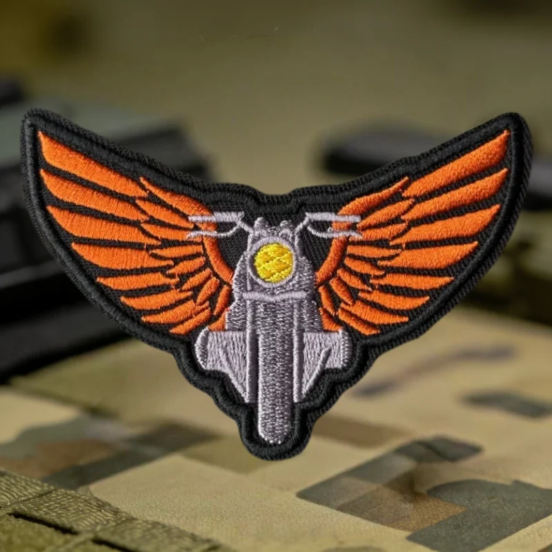 Parche bordado táctico motocicleta – Insignia velcro para ropa y mochila - imagen 2