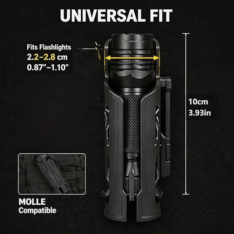 Funda táctica para linterna MOLLE giratoria con liberación rápida - imagen 3