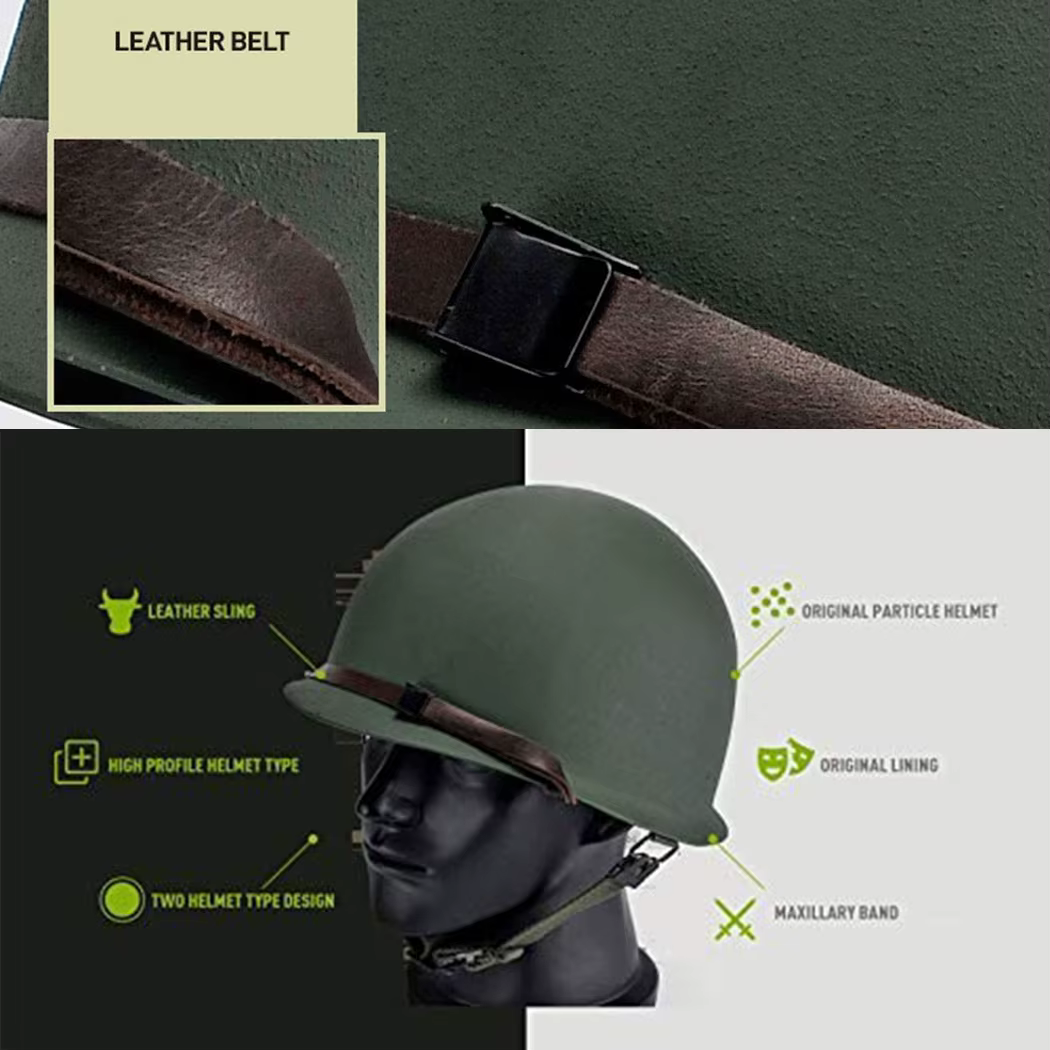 Casco M1 Segunda Guerra Mundial réplica acero con correa barbilla - imagen 3