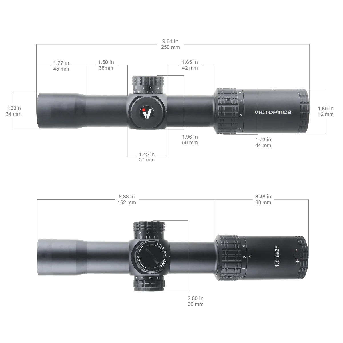 Victoptics SFP Mira telescópica táctica retícula roja/verde para aire - imagen 4