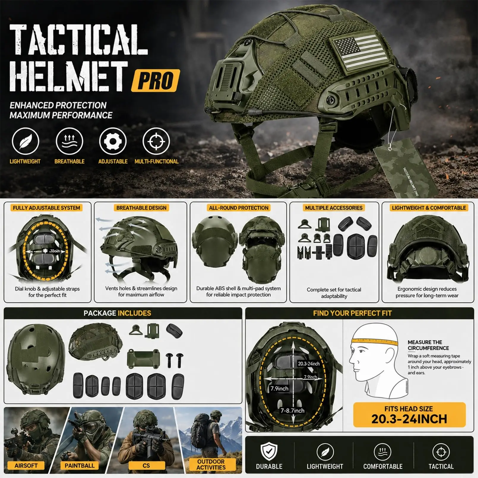 Casco Táctico FAST con Kit NVG, Luz Señalización y Auriculares - imagen 4