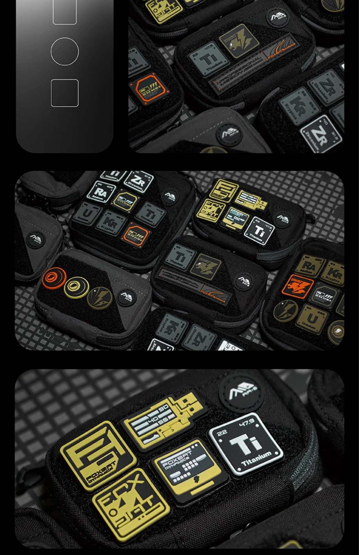 Vista frontal de la insignia con borde definido