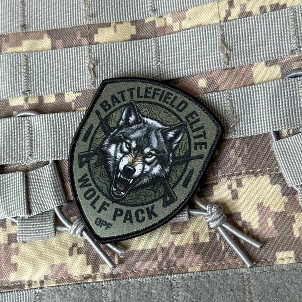 Parche táctico lobo escudo insignia moral impresa para ropa y mochila