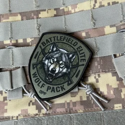 Parche táctico lobo escudo insignia moral impresa para ropa y mochila