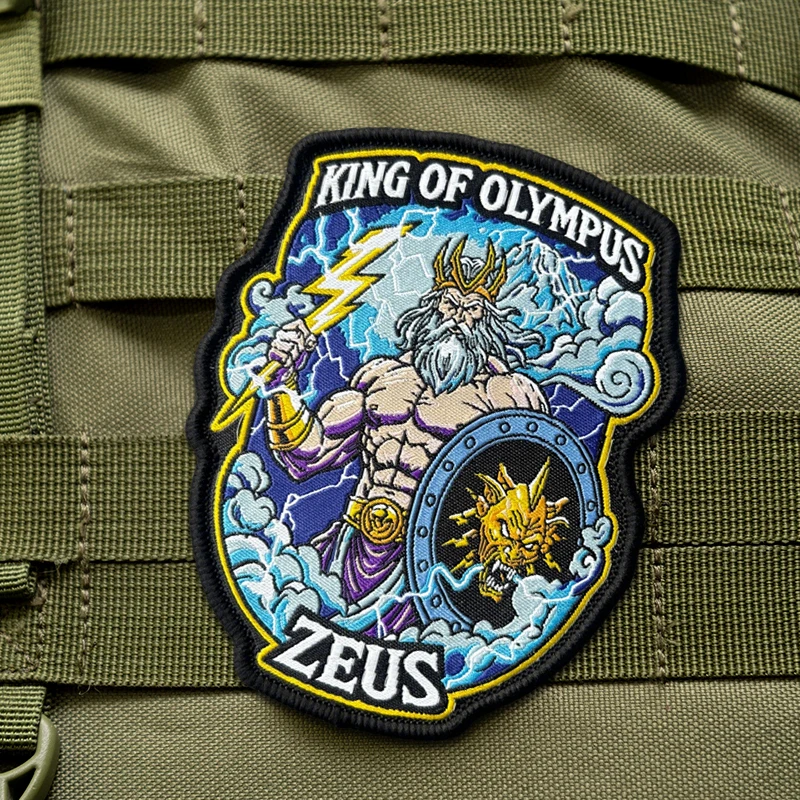 Parche táctico bordado Zeus rey del Olimpo moral con velcro - imagen 3