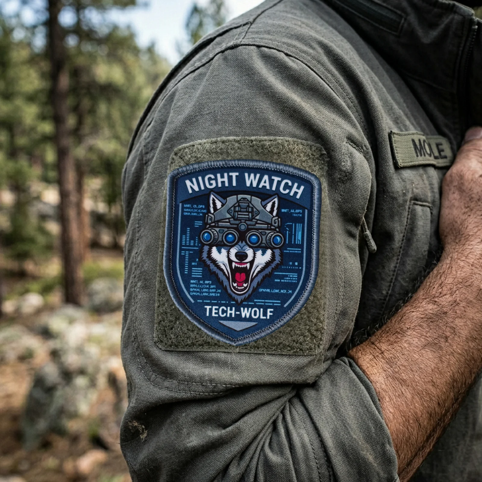 Parche táctico Night Watch Tech-Wolf con velcro moral - imagen 3