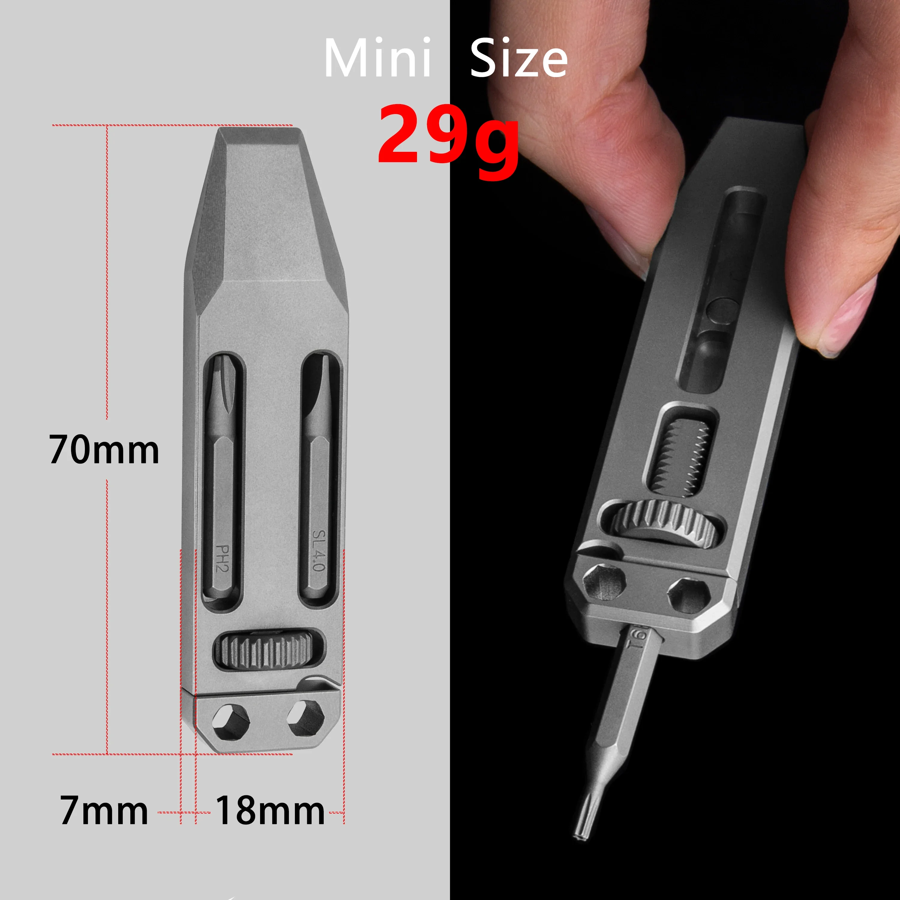 Mini llave EDC de aleación de titanio con acabado compacto