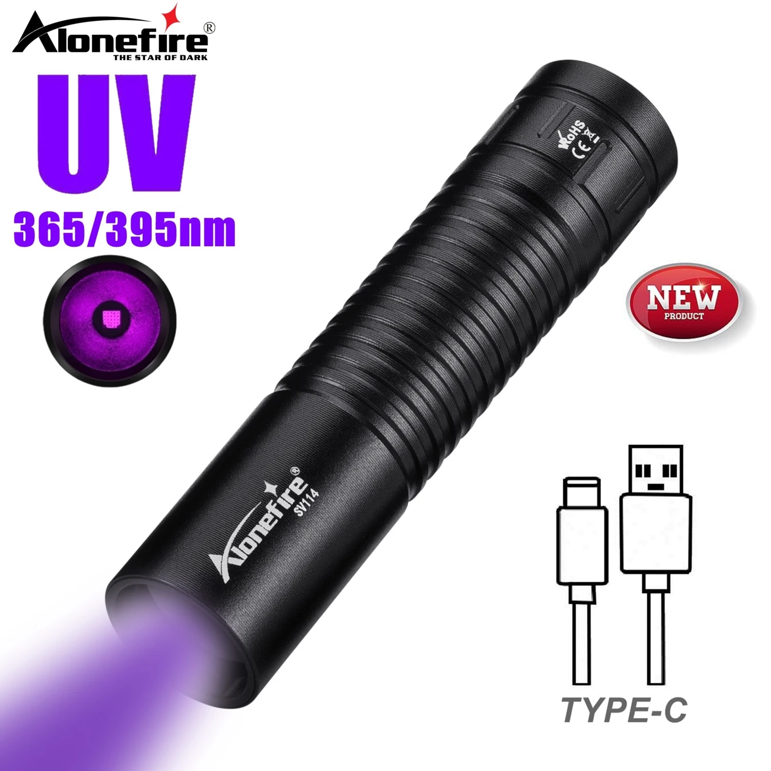 Linterna UV táctica 365nm USB recargable – detección de fluidos - imagen 5