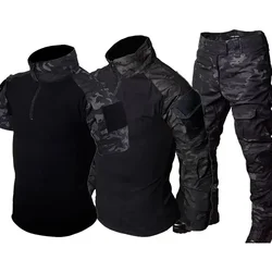MCBK Conjunto uniforme táctico camuflaje impermeable cremallera corta