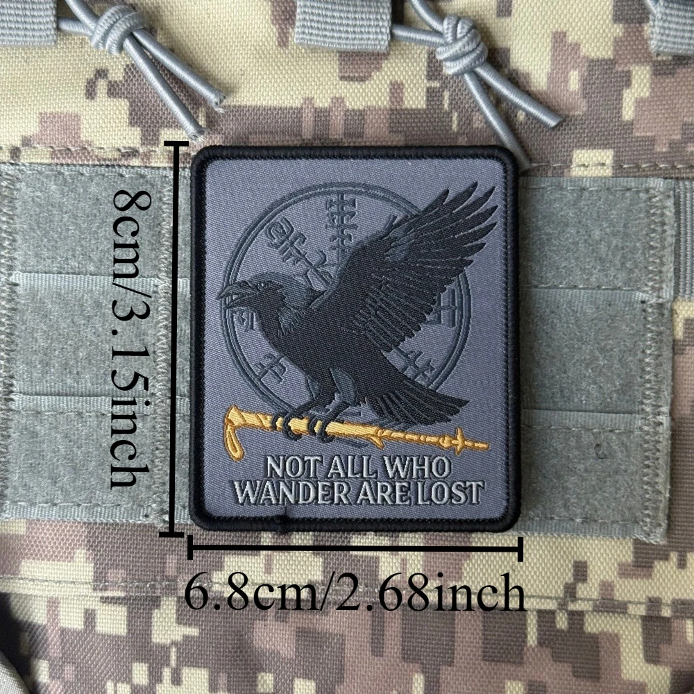 Parche táctico Vegvisir vikingo cuervo bordado para mochila MOLLE - imagen 3