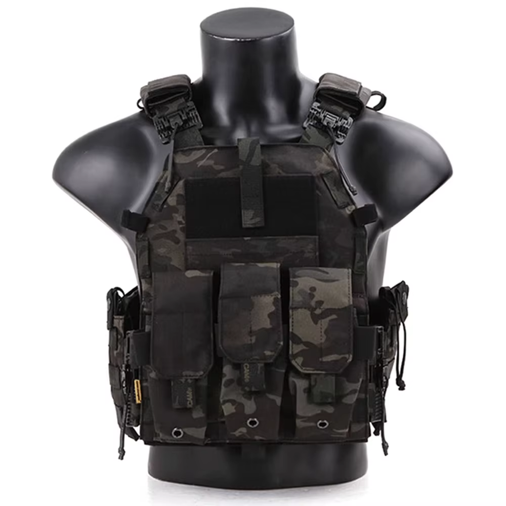 Chaleco táctico modular liberación rápida camuflaje airsoft