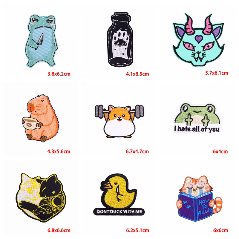 Parches de animales bordados estilo cartoon