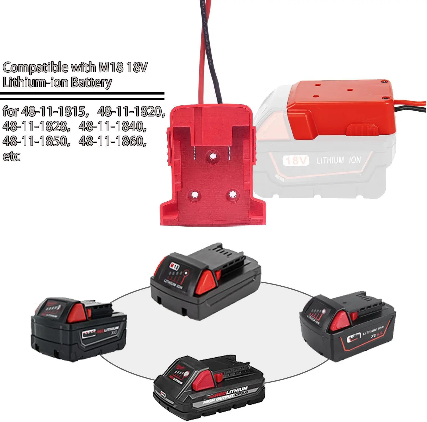 Cable adaptador arranque batería Milwaukee Dewalt cocodrilo
